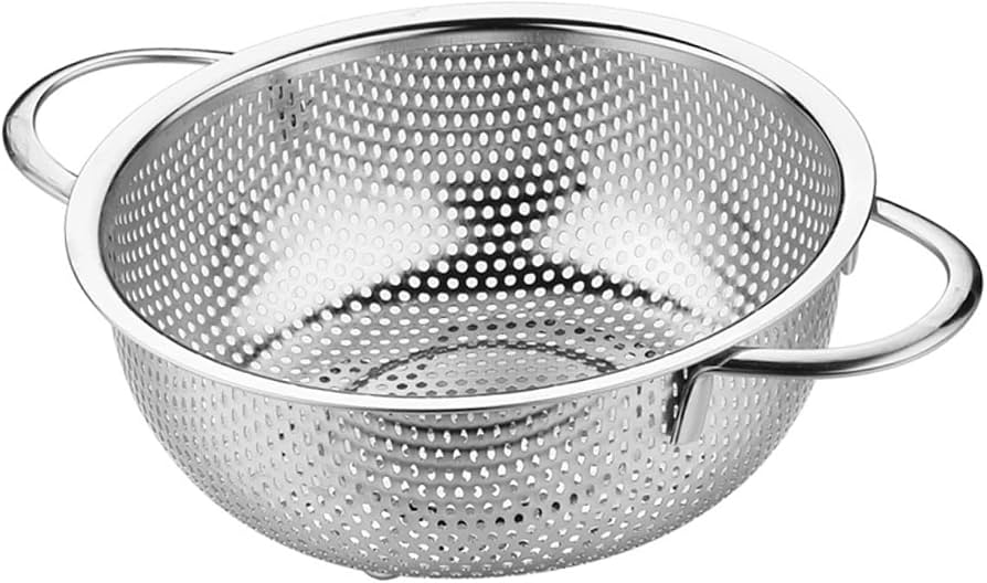 Stainless Steel Basket Strainer with Handle – Fine Mesh Kitchen Colander, Multi-Purpose Food Drainer for Rice, Pasta, Vegetables & Fruits Washing Bowl Strainer