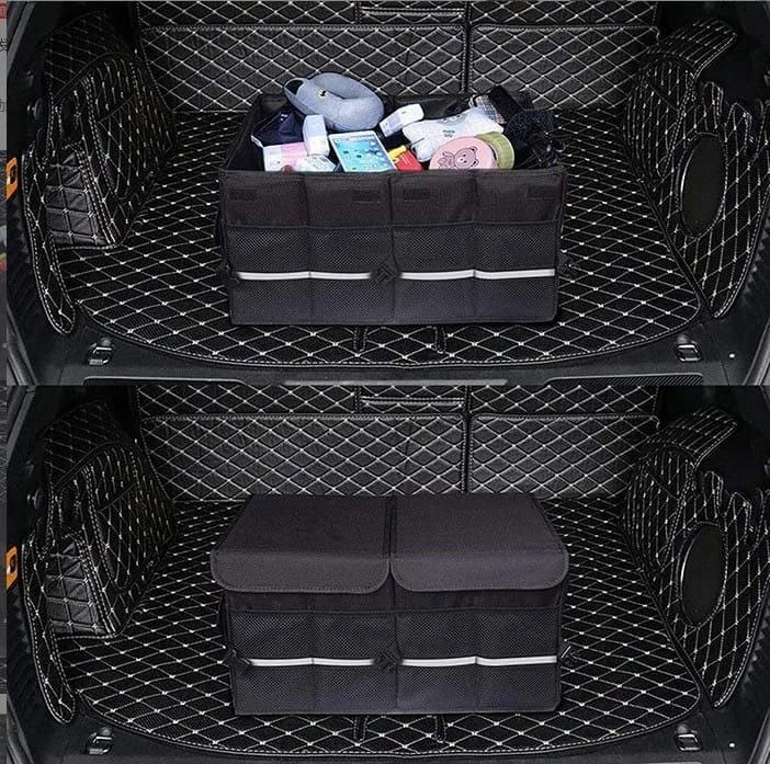 Heavy Duty Car Boot Organizer Foldable Storage Box for Vehicle Trunk Grocery Tools Accessories Cleaning Supplies Emergency Equipment Spacious Compartments Portable Durable Interior Organization Travel
