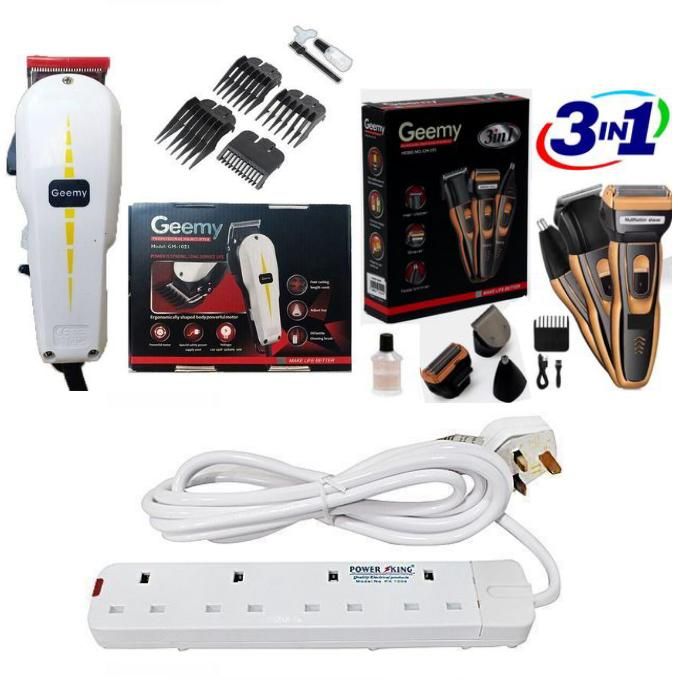 Geemy SHAVER TO START A KINYOZI BUSINESS // Professional Barbering Hair/Shaving Machine-Kinyozi & Best 4 Way Power Extension Cable & Rechargeable Smart 3 in 1 Hair Clipper/Trimmer With SmootHER