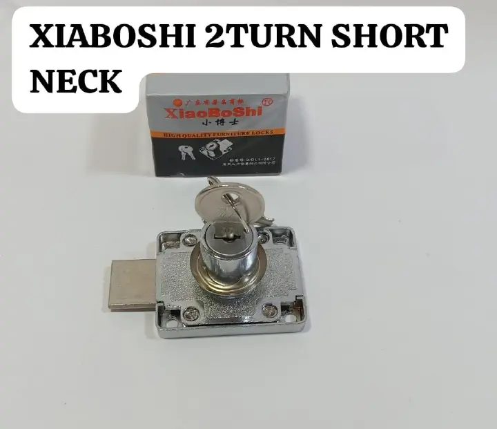 XiaoBoShi 2-Turn Short Neck Drawer Lock with 2 Keys | Heavy Duty Zinc Alloy Square Rim Deadbolt Mechanism for Office Desk Wooden Cabinet Wardrobe Cupboard | Premium Furniture Hardware Accessories.