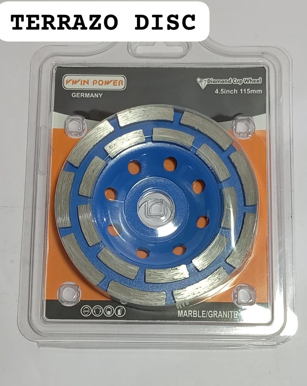 Vwin Power 4.5 Inch Diamond Cup Wheel 115mm | Heavy Duty Double Row Terrazzo Disc for Angle Grinder | Professional Concrete Marble Granite Stone Surface Leveling Professional   Grinding Abrasive Wheel