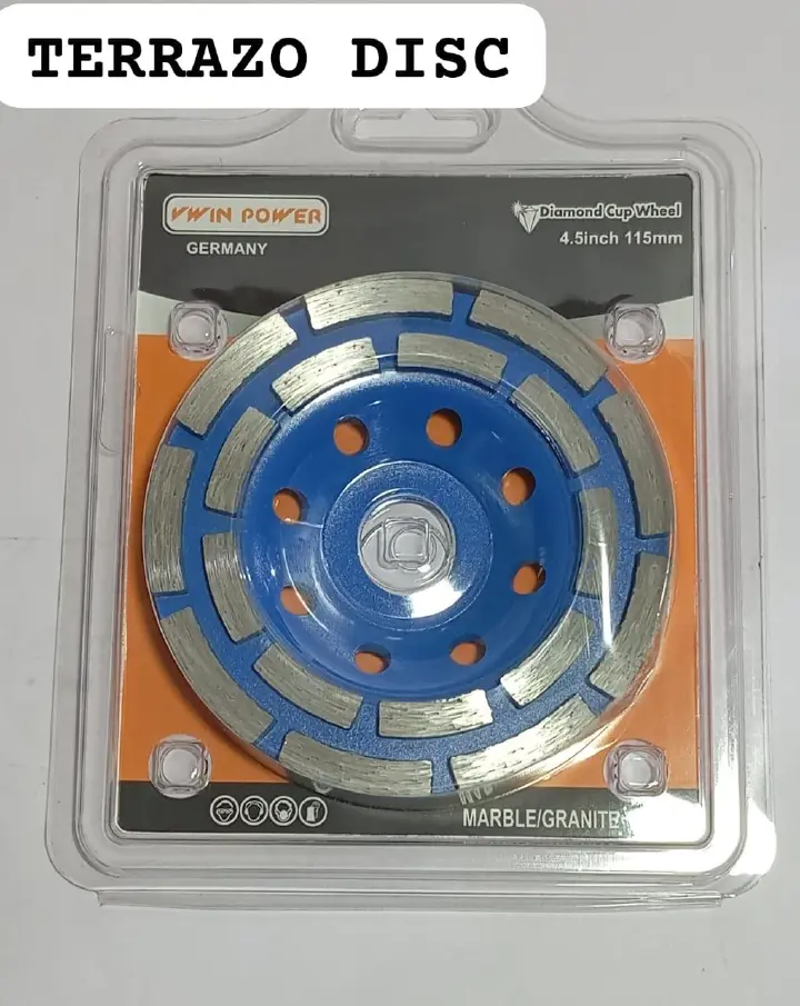 Vwin Power 4.5 Inch Diamond Cup Wheel 115mm | Heavy Duty Double Row Terrazzo Disc for Angle Grinder | Professional Concrete Marble Granite Stone Surface Leveling Professional   Grinding Abrasive Wheel