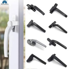 Heavy Duty Aluminum Casement Window Project Handle Set | Matte Black Cockspur Locking Handles Left & Right Pair for Aluminum PVC Window Frames | Complete Fabricator Building Hardware Kit with Screws.