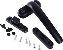 Heavy Duty Aluminum Casement Window Project Handle Set | Matte Black Cockspur Locking Handles Left & Right Pair for Aluminum PVC Window Frames | Complete Fabricator Building Hardware Kit with Screws.