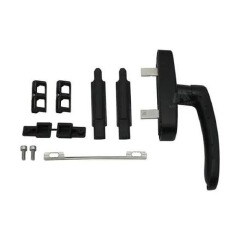 Heavy Duty Aluminum Casement Window Project Handle Set | Matte Black Cockspur Locking Handles Left & Right Pair for Aluminum PVC Window Frames | Complete Fabricator Building Hardware Kit with Screws.