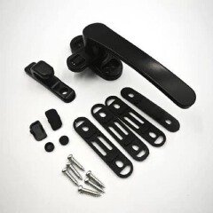 Heavy Duty Aluminum Casement Window Project Handle Set | Matte Black Cockspur Locking Handles Left & Right Pair for Aluminum PVC Window Frames | Complete Fabricator Building Hardware Kit with Screws.
