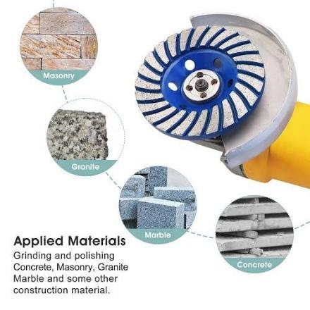 Vwin Power 4.5 Inch Diamond Cup Wheel 115mm | Heavy Duty Double Row Terrazzo Disc for Angle Grinder | Professional Concrete Marble Granite Stone Surface Leveling Professional   Grinding Abrasive Wheel