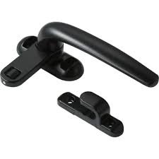Heavy Duty Aluminum Casement Window Project Handle Set | Matte Black Cockspur Locking Handles Left & Right Pair for Aluminum PVC Window Frames | Complete Fabricator Building Hardware Kit with Screws.