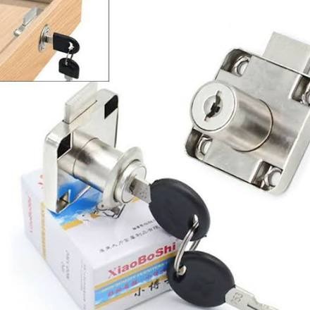 XiaoBoShi 2-Turn Short Neck Drawer Lock with 2 Keys | Heavy Duty Zinc Alloy Square Rim Deadbolt Mechanism for Office Desk Wooden Cabinet Wardrobe Cupboard | Premium Furniture Hardware Accessories.