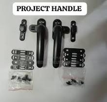 Heavy Duty Aluminum Casement Window Project Handle Set | Matte Black Cockspur Locking Handles Left & Right Pair for Aluminum PVC Window Frames | Complete Fabricator Building Hardware Kit with Screws.