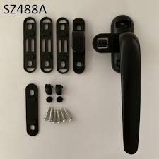 Heavy Duty Aluminum Casement Window Project Handle Set | Matte Black Cockspur Locking Handles Left & Right Pair for Aluminum PVC Window Frames | Complete Fabricator Building Hardware Kit with Screws.