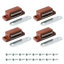 Weiboya Magnetic Cabinet Door Catch Heavy Duty Magnet Closures for Wardrobe Cupboard Closet Drawer Furniture Hardware Kit with Strike Plates Screws Brown, Small and Large Pack of 5 Door Catch.