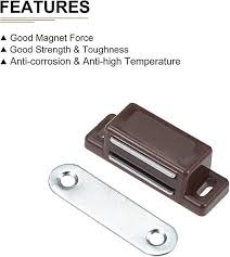Weiboya Magnetic Cabinet Door Catch Heavy Duty Magnet Closures for Wardrobe Cupboard Closet Drawer Furniture Hardware Kit with Strike Plates Screws Brown, Small and Large Pack of 5 Door Catch.