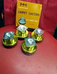 4Pcs Heavy Duty Gold Carpet Castors Wheels 65mm Swivel Furniture Roller Gliders Plates for Sofa Bed Chair Couch Cupboard Armchair Closet Cabinet Heavy Duty Rubber Rollers Replacement Moving Hardware.