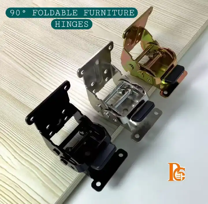 90 Degree Self Locking Folding Hinges Foldable Furniture Leg Support Brackets Pack of 4 Heavy Duty Extension Hardware for Table Chair Workbench Bed Feet Black Silver Bronze Drop Leaf Flap Lock.