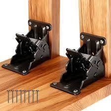 90 Degree Self Locking Folding Hinges Foldable Furniture Leg Support Brackets Pack of 4 Heavy Duty Extension Hardware for Table Chair Workbench Bed Feet Black Silver Bronze Drop Leaf Flap Lock.