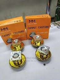 4Pcs Heavy Duty Gold Carpet Castors Wheels 65mm Swivel Furniture Roller Gliders Plates for Sofa Bed Chair Couch Cupboard Armchair Closet Cabinet Heavy Duty Rubber Rollers Replacement Moving Hardware.