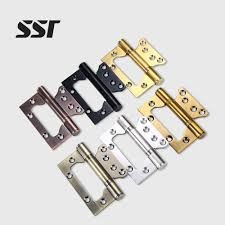 Heavy Duty Butterfly Door Hinges Flush Non Mortise Folding Hardware Brackets for Wooden Wardrobe Cupboard Closet Cabinet Gates Pack of 10 Smooth Ball Bearing Steel, Black Silver Gold Flush Latch Joint