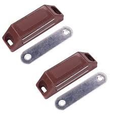 Weiboya Magnetic Cabinet Door Catch Heavy Duty Magnet Closures for Wardrobe Cupboard Closet Drawer Furniture Hardware Kit with Strike Plates Screws Brown, Small and Large Pack of 5 Door Catch.