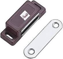Weiboya Magnetic Cabinet Door Catch Heavy Duty Magnet Closures for Wardrobe Cupboard Closet Drawer Furniture Hardware Kit with Strike Plates Screws Brown, Small and Large Pack of 5 Door Catch.