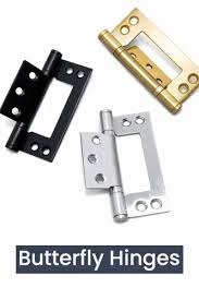 Heavy Duty Butterfly Door Hinges Flush Non Mortise Folding Hardware Brackets for Wooden Wardrobe Cupboard Closet Cabinet Gates Pack of 10 Smooth Ball Bearing Steel, Black Silver Gold Flush Latch Joint