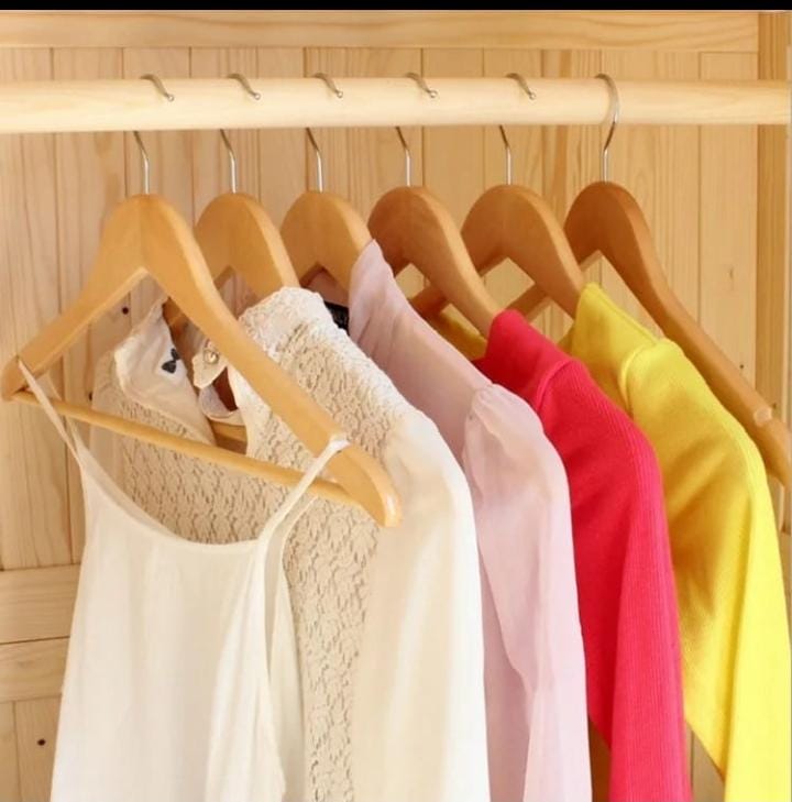Set of 3 Wooden Clothes Hangers – Durable Heavy-Duty Wardrobe Organizer, Smooth Finish, Space-Saving Coat & Shirt Hangers