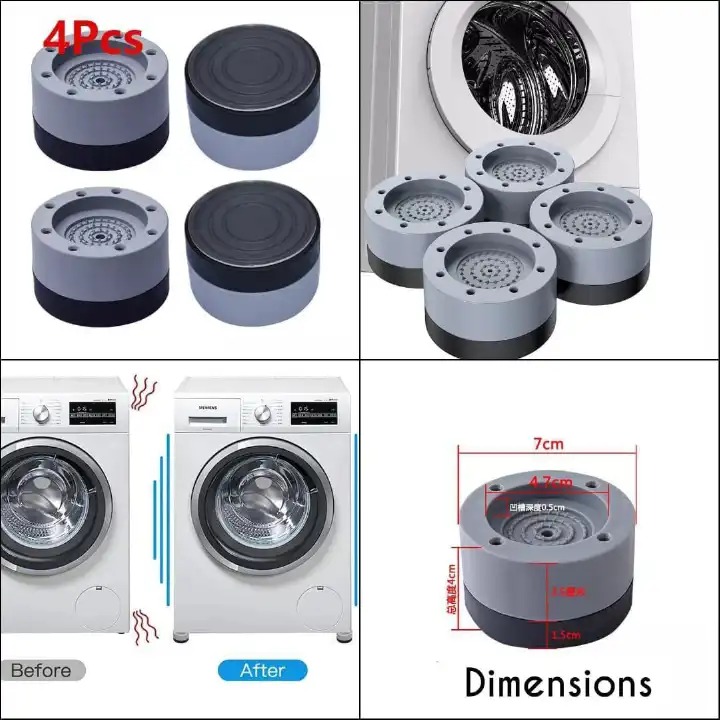Offer !! Offer!! 4PC UNIVERSAL ANTI VIBRATION FEET PADS / SHOCK ABSORBING NOISE CANCELLING WASHING MACHINE FEET PADSigh-quality material: environmentally friendly rubber and strong weighing
