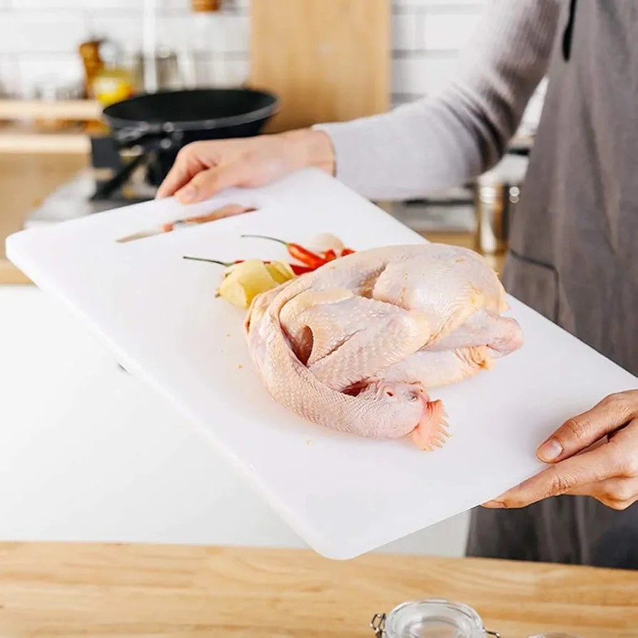 THICK CHOPPING  BOARD . Food Grade White reversible non porous Cutting Board Raw Meat Pork Ribs Kitchen Cut Tools Cheese Food Grade White reversible non porous Cutting Board Raw Meat PorThick Chopping
