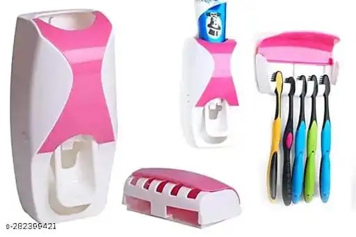 OFFER ! OFFER !! Automatic Toothpaste Dispenser Wall Mount Bathroom Accessories Toothpaste Squeezer Toothbrush Holder Toothpaste Storage