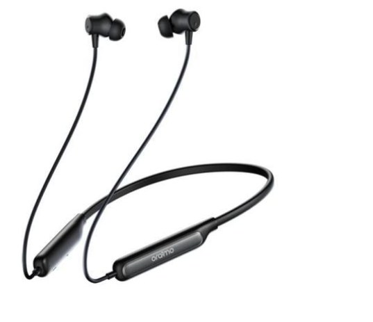 Oraimo Necklace 5 - OEB-611, Tuned noise cancellation, long playtime Up to 40 hours , wireless headphone, 260MAh, 10m ,Dual Device connection , IPX4 Water Resistance- Black