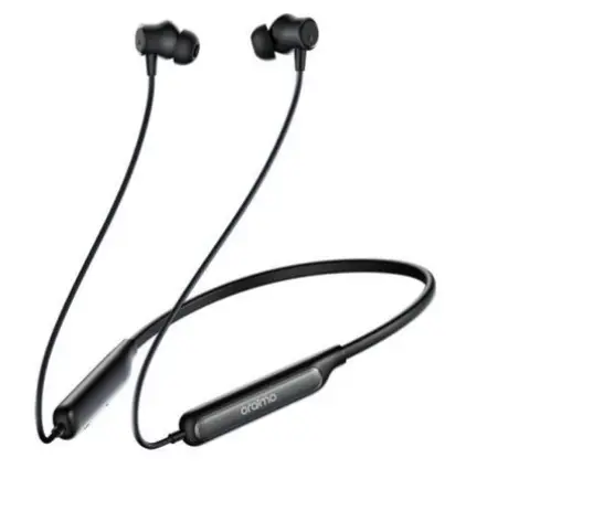 Oraimo Necklace 5 - OEB-611, Tuned noise cancellation, long playtime Up to 40 hours , wireless headphone, 260MAh, 10m ,Dual Device connection , IPX4 Water Resistance- Black