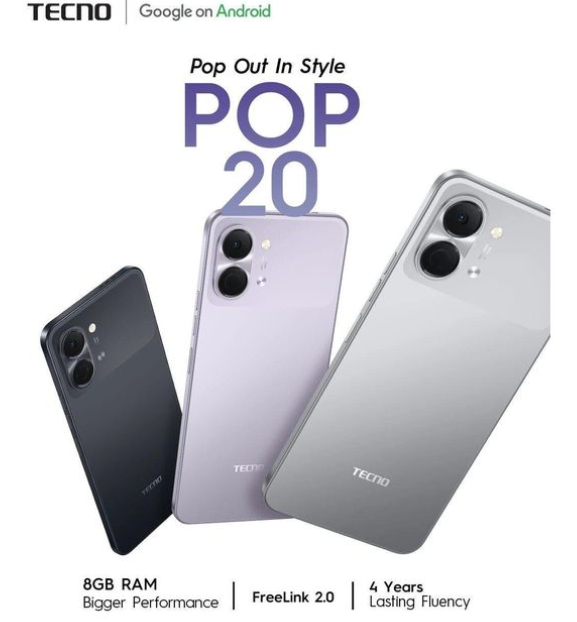 Tecno POP 20 128 GB ROM UPTO 8GB(4+4GB) RAM 6 inch display upto 1.2m drop resistance 120Hz refresh rate smartphones smart phone Rear Camera: 13MP Dual rear camera with Dual Flash