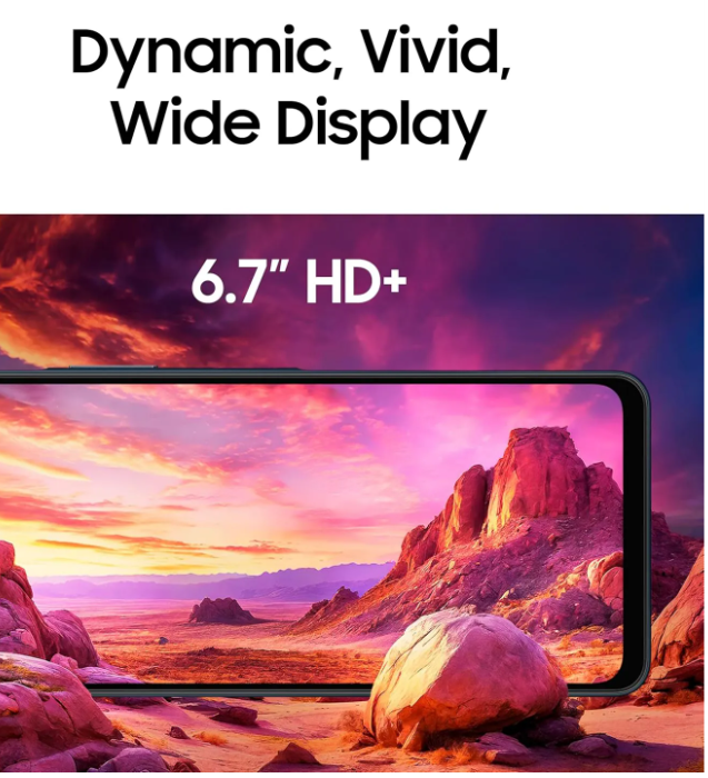 Samsung A06 4GB RAM +128 R0M  supports fast charging, allowing you to recharge the battery quickly. It comes with a 25W wired adapter for quick recharging,Large edge-to-edge display for immersive view