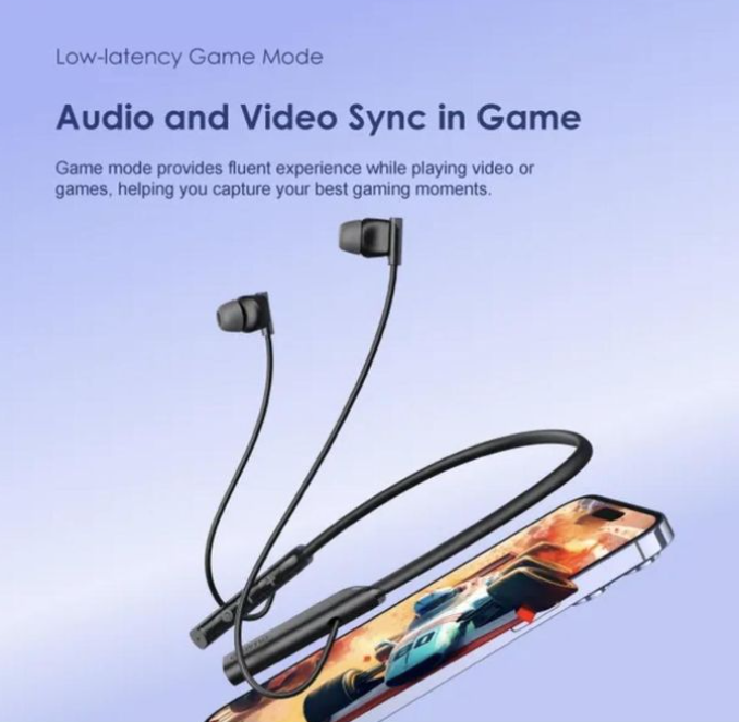 Oraimo OEB-311 Necklace Lite Wireless Bluetooth Headphones with Call Vibration Alerts, 30-Hour Playtime, Dual Device Connectivity, Noise Cancellation and Low Latency Gaming Mode