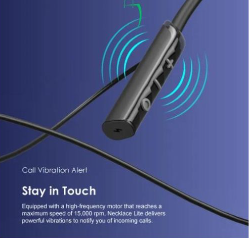 Oraimo OEB-311 Necklace Lite Wireless Bluetooth Headphones with Call Vibration Alerts, 30-Hour Playtime, Dual Device Connectivity, Noise Cancellation and Low Latency Gaming Mode