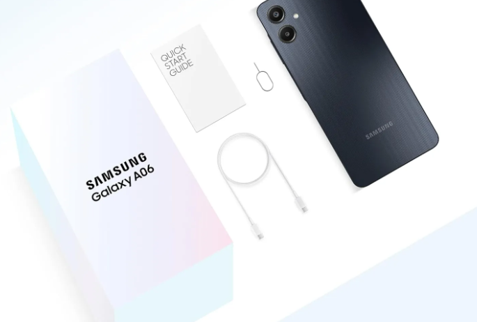 Samsung A06 4GB RAM +128 R0M  supports fast charging, allowing you to recharge the battery quickly. It comes with a 25W wired adapter for quick recharging,Large edge-to-edge display for immersive view