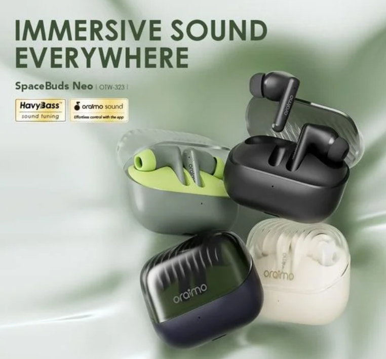 Oraimo Space Buds Neo+ ANC Wireless Earbuds – Spatial Audio, Bluetooth 5.4, 30H Playtime, Noise Cancelling Earphones 30-Hour Long Playtime Joyful Vibe, Days and Nights