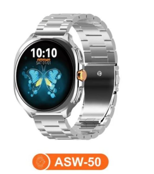 Amaya ASW-50 Watch Lite smart watch with interactive video watch face, vibrant AMOLED display, 350mAh battery, activity tracking, and health monitoring, A stylish, feature-packed wearable, Free Silico