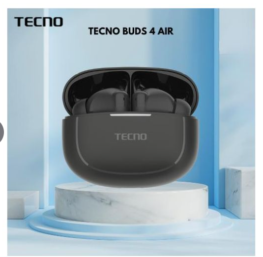 Tecno Buds 4 Air True Wireless Earbuds – 10mm Bass Drivers, AI-ENC Noise Cancellation, 22H Battery Life, Bluetooth 5.4, Ultra-Light 3.3g, IPX4 Water Resistance for Sports Calls