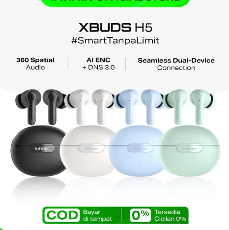 Infinix XBUDS H5 XE36 True Wireless Earbuds – Bluetooth 5.4, Up to 30 Hours Playtime, AI ENC, Deep Bass & USB-C Fast Charging ,Compatible with Android, iPhone, tablets, laptops, and other Bluetooth