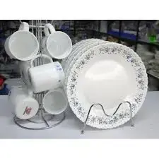12-Piece Breakfast Set with 6 Large 10-Inch Plates & 6 Tea Cups – Elegant Ceramic Dining Tableware for Family Meals, Tea Serving, Home Kitchen Dining and Everyday Breakfast Use