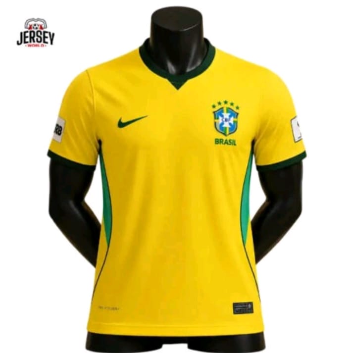 Brazil 2026 World Cup Home Jersey – Yellow Football Shirt, Breathable Fan Version.