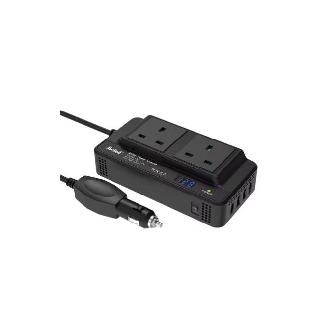Car inverter Dc to Ac. 2 Ac outlets 4 usb ports charger adaptor 200w. power inverter Dc 12v to 110v