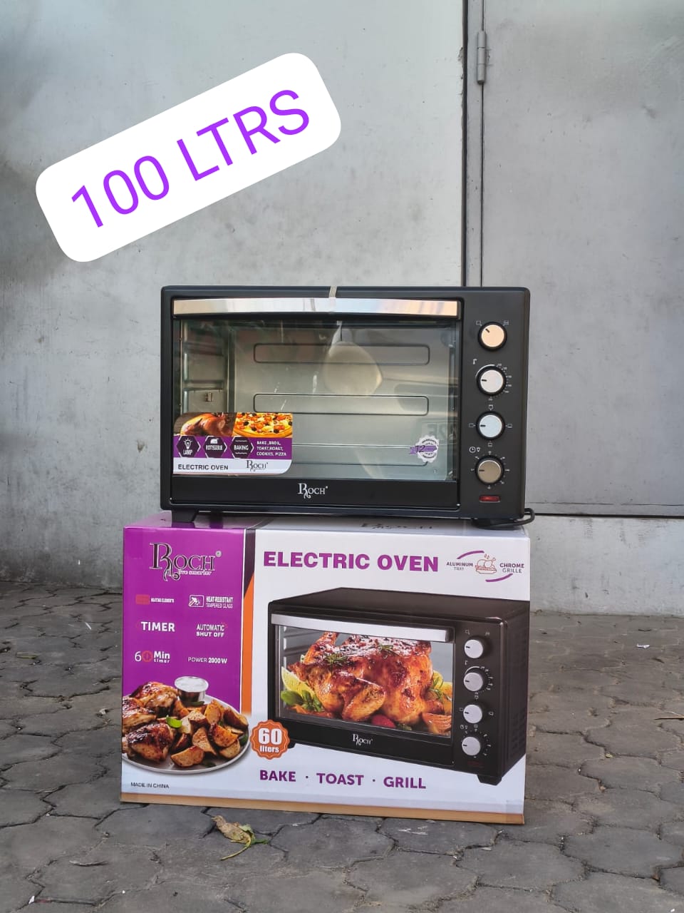 Roch REO-100LM-G (B) 100 Litres Electric Oven – Large Capacity | Multi-Function Baking Oven | Grill | Convection Fan | Black