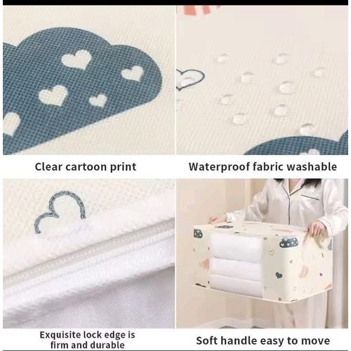 1pc  Duvet Storage Bag Clear Window Large Capacity Reinforced Handles Nonwoven Fabric Blanket Clothes Storage Bag Clothes Organizer Blanket Quilt Comforter Pillows Bedding Storage Bag - Beige