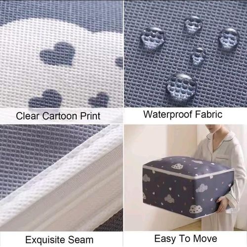 1pc  Duvet Storage Bag Clear Window Large Capacity Reinforced Handles Nonwoven Fabric Blanket Clothes Storage Bag Clothes Organizer Blanket Quilt Comforter Pillows Bedding Storage Bag - Beige