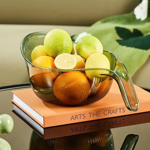 Acrylic Rice Washing Bowl & Colander – Non-Slip Grains Drainer with Integrated Strainer – Multi-functional Kitchen Vegetable Washer