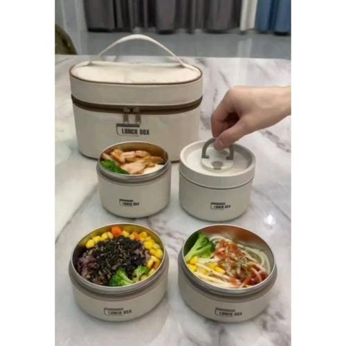 4-in-1 Insulated Thermal Lunch Box Set with Carrying Bag , Stackable Stainless Steel Food Storage Containers