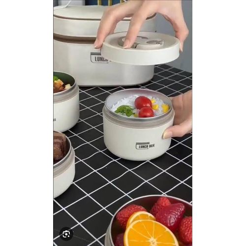 4-in-1 Insulated Thermal Lunch Box Set with Carrying Bag , Stackable Stainless Steel Food Storage Containers