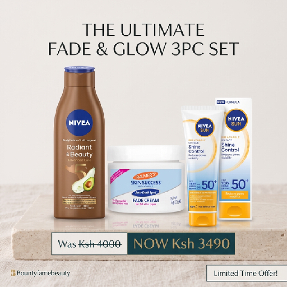 Fade and Glow Skincare Set 3pc Nivea Body Lotion Palmers Fade Cream Nivea Sun SPF50